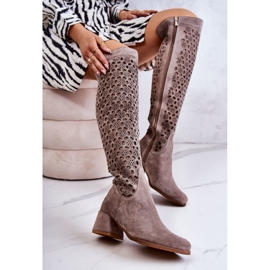 PA2 Boots en daim à motif ajouré beige foncé Hekilea brun 5