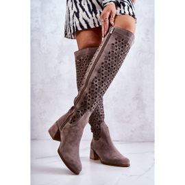 PA2 Boots en daim à motif ajouré beige foncé Hekilea brun 2