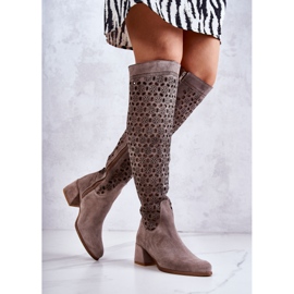 PA2 Boots en daim à motif ajouré beige foncé Hekilea brun 3