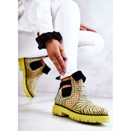 Maciejka 05324-07 Bottines à enfiler en cuir Jaune beige vert 4