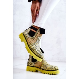 Maciejka 05324-07 Bottines à enfiler en cuir Jaune beige vert 3