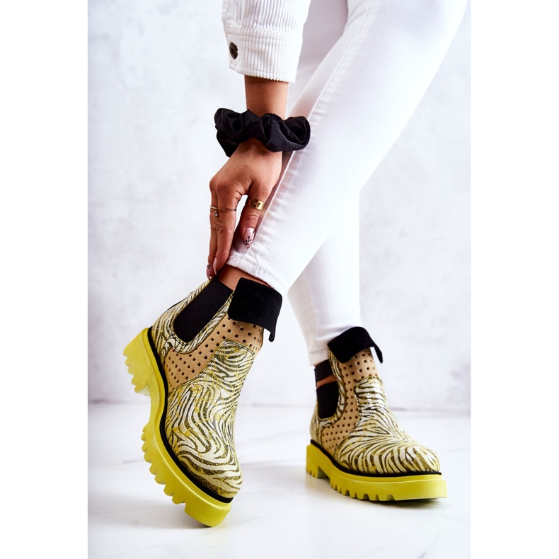 Maciejka 05324-07 Bottines à enfiler en cuir Jaune beige vert 2