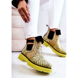 Maciejka 05324-07 Bottines à enfiler en cuir Jaune beige vert 6