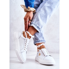 Vinceza Chaussures De Sport En Cuir Avec Décoration Calerie Blanche doré 2