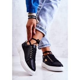 Vinceza Chaussures De Sport En Cuir Avec Décoration Calerie Noire le noir d'or 2