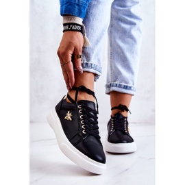 Vinceza Chaussures De Sport En Cuir Avec Décoration Calerie Noire doré 1