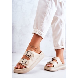 Chaussons Femme Cuir Avec Boucle La.Fi Beige Nariss 2 Chaussons Femme Cuir Avec Boucle La.Fi Beige Nariss 2