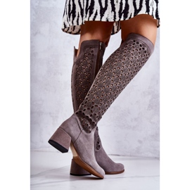 PA2 Boots en daim à motif ajouré gris Hekilea 4