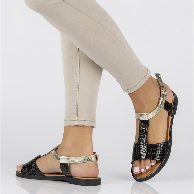 Filippo DS2099/22 Bk sandales noires doré 1