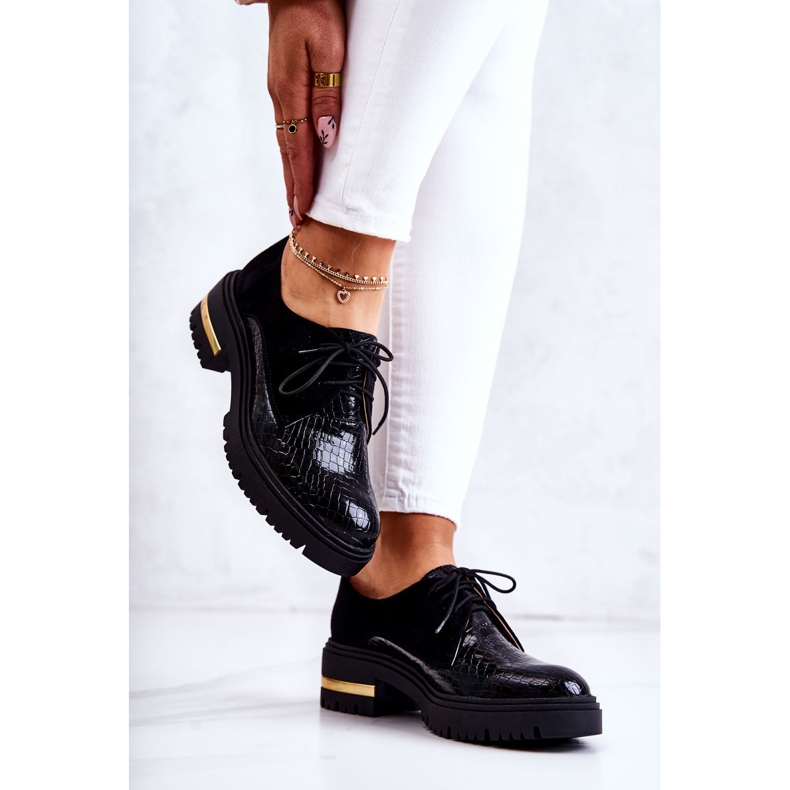 PA2 Chaussures en cuir pour femmes nouées noires Merevin 2