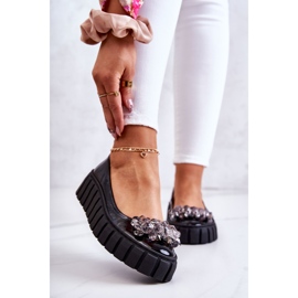 PA2 Ballerines en cuir sur plateforme avec ornement Ladette noire 1