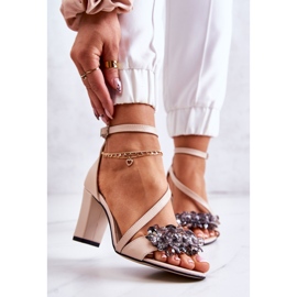 PA2 Sandales en Cuir pour Femme à Talon Haut Beige Torine 1