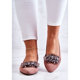 PA2 Ballerines en daim avec décoration Loretta rose 4