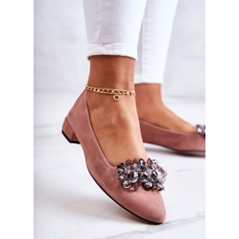 PA2 Ballerines en daim avec décoration Loretta rose 3