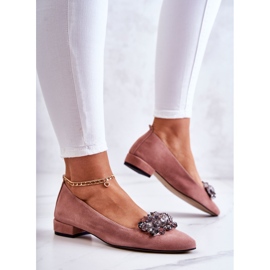 PA2 Ballerines en daim avec décoration Loretta rose 5