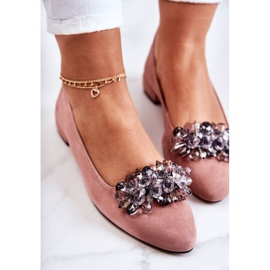 PA2 Ballerines en daim avec décoration Loretta rose 7