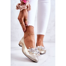 PA2 Ballerines En Cuir Avec Élégante Décoration Millany Dorée d'or 1 PA2 Ballerines En Cuir Avec Élégante Décoration Millany Dorée d'or 1