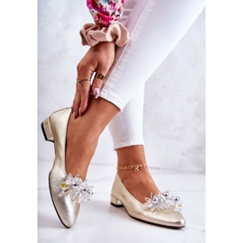 PA2 Ballerines En Cuir Avec Élégante Décoration Millany Dorée d'or 2 PA2 Ballerines En Cuir Avec Élégante Décoration Millany Dorée d'or 2