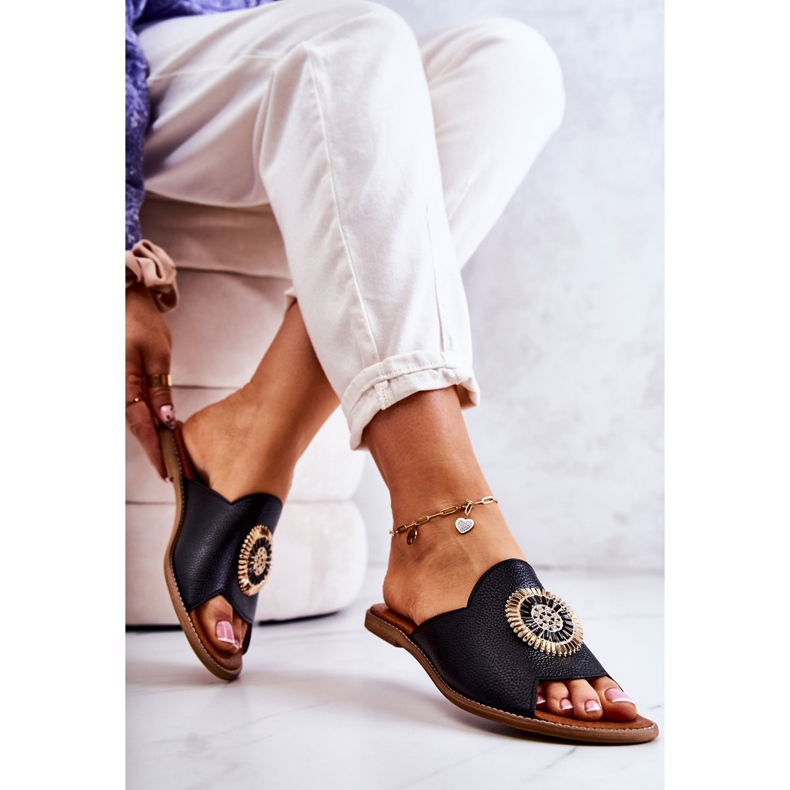 Chaussons à la mode en cuir Lewski Shoes 3132 / O Noir 2