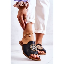 Chaussons à la mode en cuir Lewski Shoes 3132 / O Noir 1