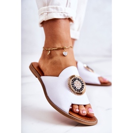 Chaussons à la mode en cuir Lewski Shoes 3132 / O Blanc 1