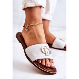 Chaussons Femme Cuir Nicole 2735 Blanc et Or blanche 2