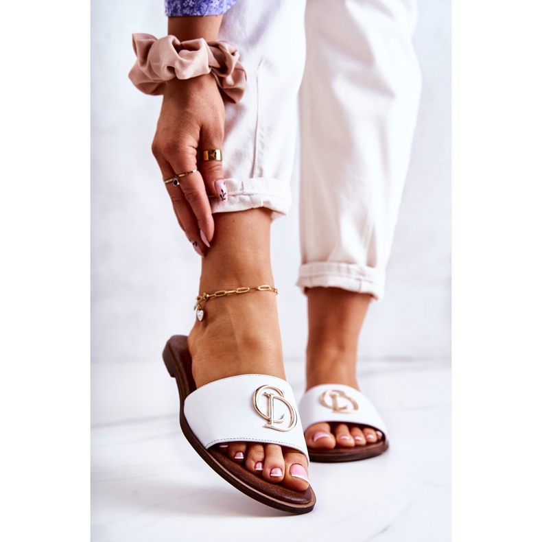 Chaussons Femme Cuir Nicole 2735 Blanc blanche 1