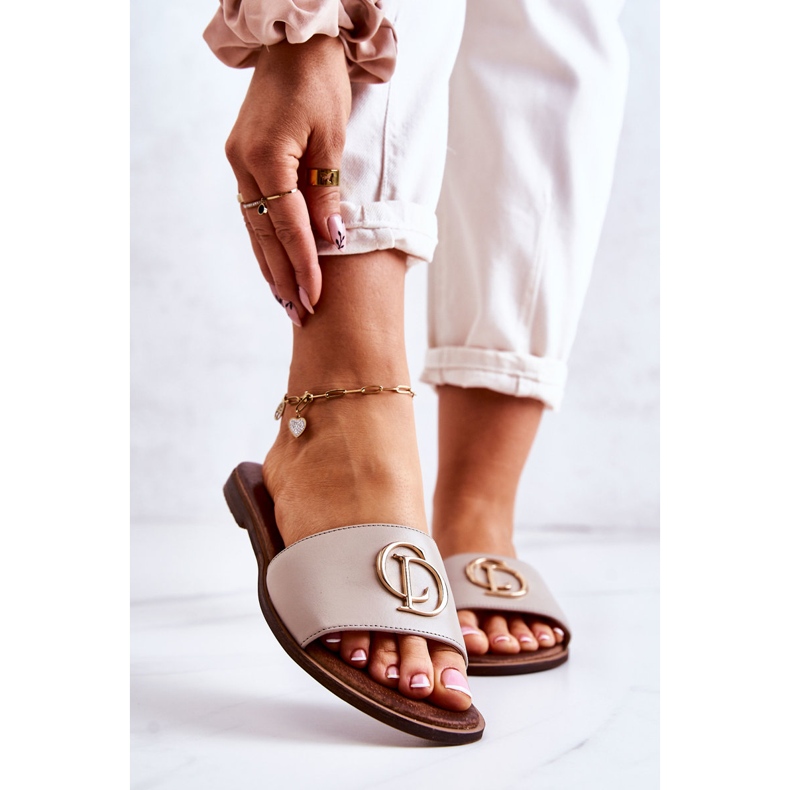 Chaussons Femme Cuir Nicole 2735 Beige 1