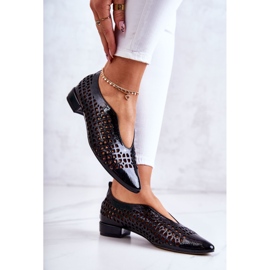 PA2 Elégantes Chaussures Ajourées En Cuir Laqué Ismena Noir le noir 3