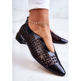 PA2 Elégantes Chaussures Ajourées En Cuir Laqué Ismena Noir le noir 5