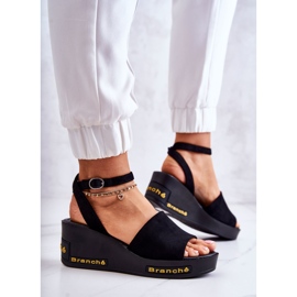 Vinceza Sandales compensées en daim pour femmes Noir Cortena le noir 3