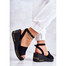 Vinceza Sandales compensées en daim pour femmes Noir Cortena le noir 4