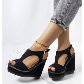 Sandales compensées Zerner noires le noir 1