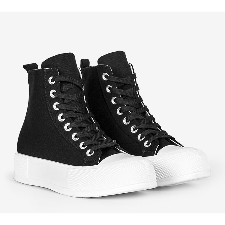 Baskets noires sur semelle haute Natasha le noir 1 Baskets noires sur semelle haute Natasha le noir 1