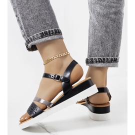 Sandales femme Cubbine noires argent 1