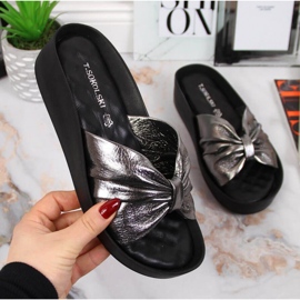 Chaussons compensés en cuir T.Sokolski W SCA162B argent 1