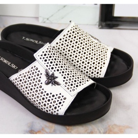 Babouches en cuir ajouré T.Sokolski W SCA163 blanc 2