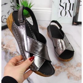 Sandales compensées en cuir T.Sokolski W SCA164A argent 1