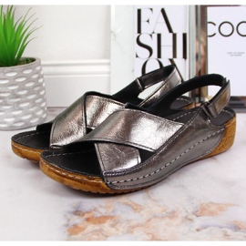 Sandales compensées en cuir T.Sokolski W SCA164A argent 2