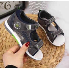 Sandales velcro American Club Jr AM891A gris 1