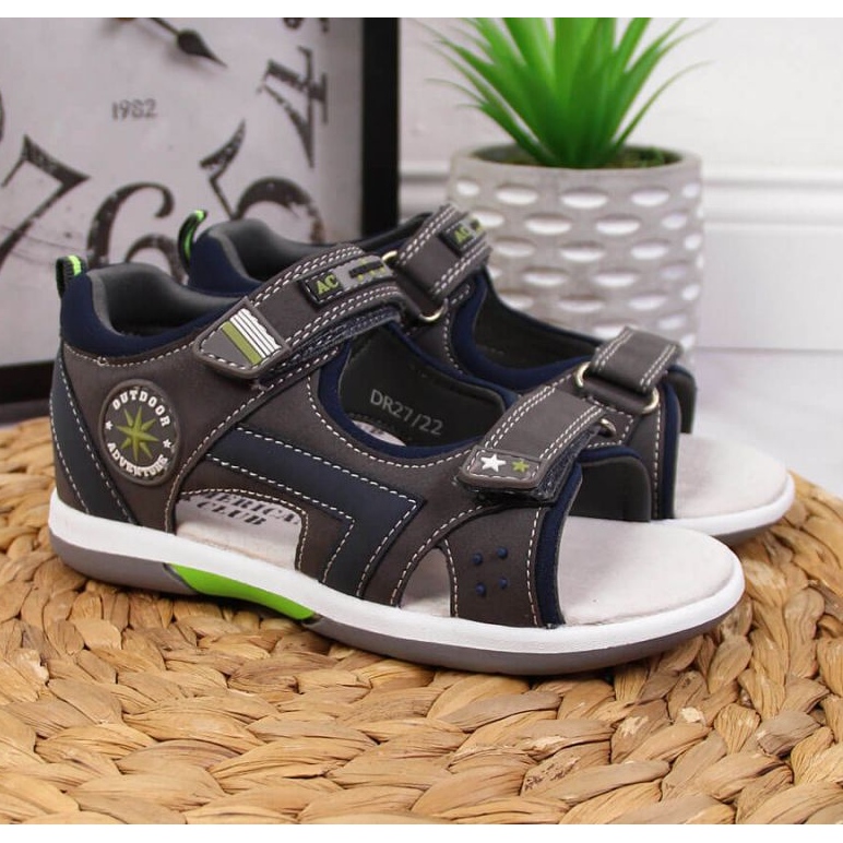 Sandales velcro American Club Jr AM891A gris 2