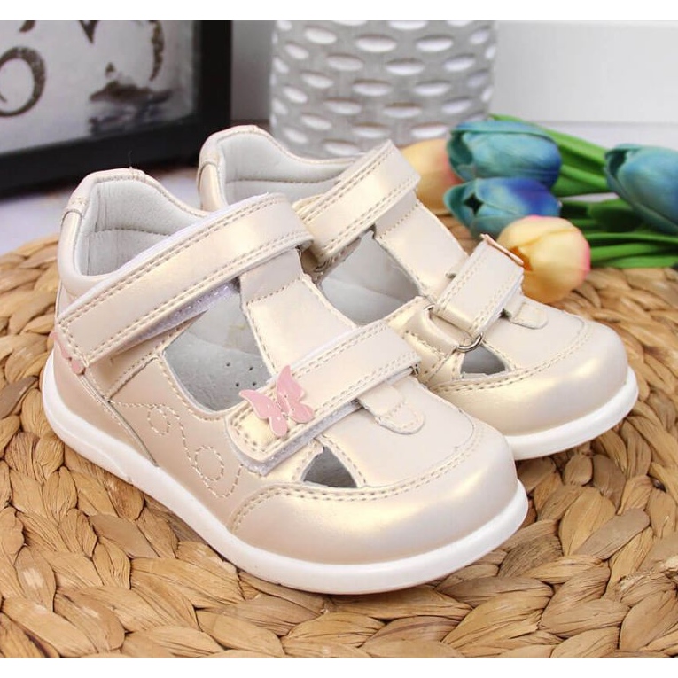 Chaussures ajourées velcro American Club Jr AM892A or doré 2