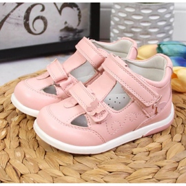 Chaussures velcro ajourées American Club Jr AM892B rose 2