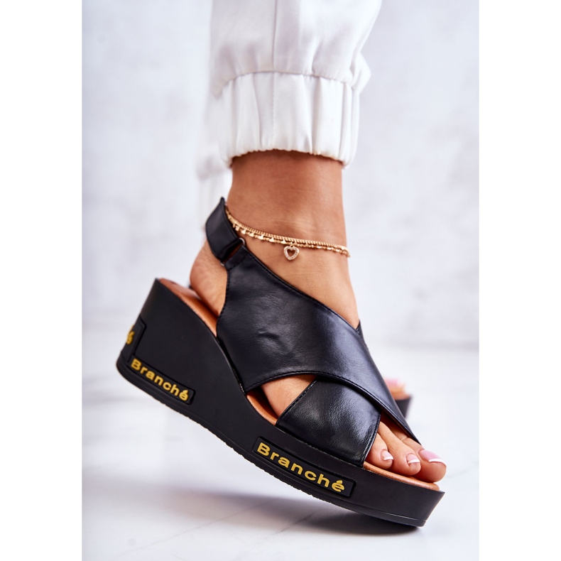 Vinceza Sandales pour femmes avec velcro noir Amaze 2