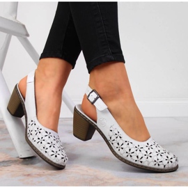 Sandales ajourées en cuir Rieker W RKR531A blanc blanche 2