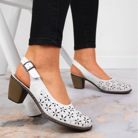 Sandales ajourées en cuir Rieker W RKR531A blanc blanche 3
