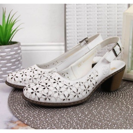 Sandales ajourées en cuir Rieker W RKR531A blanc blanche 5