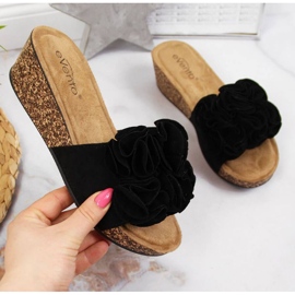 Chaussons compensés à fleurs eVento W EVE357A noir le noir 1