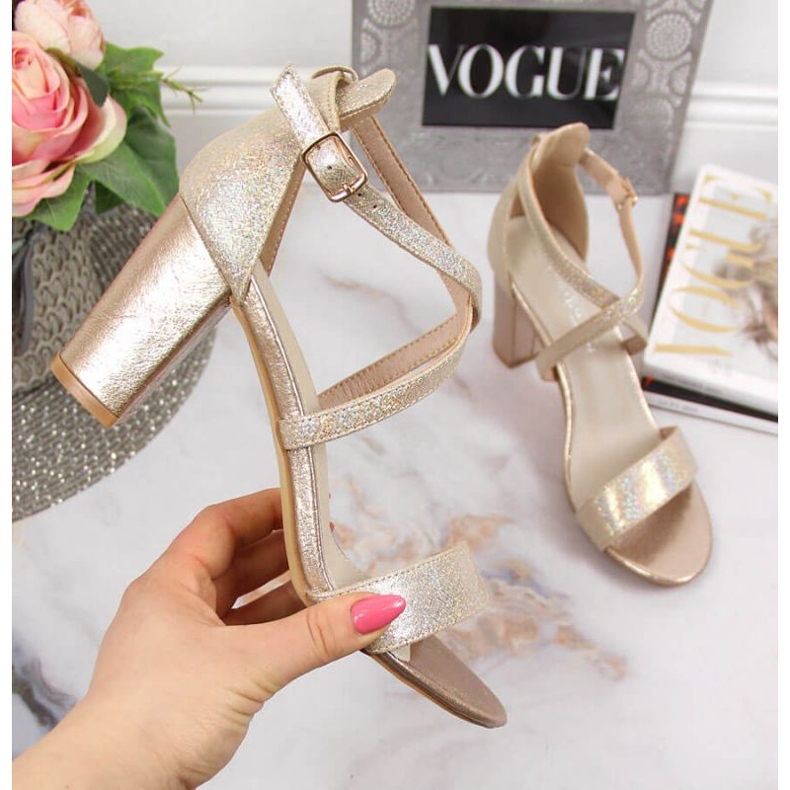 Sandales dorées Filippo W PAW355B sur le poteau 1