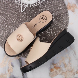 Babouches compensées en cuir Filippo W PAW362B beige 3